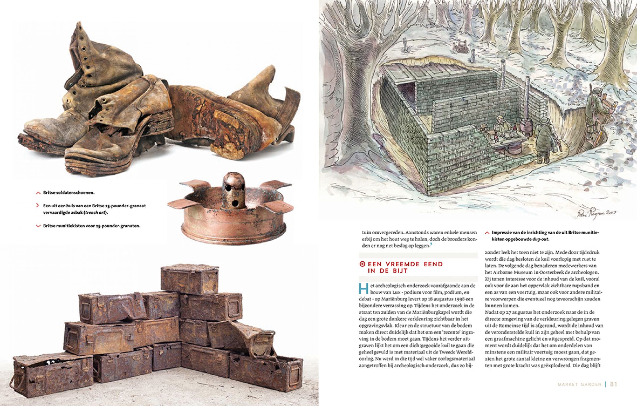 Inkijkexemplaar van het boek: <em>Bomscherven en broches. De archeologie van de Tweede Wereldoorlog in Nijmegen</em> - © Uitgeverij Matrijs
